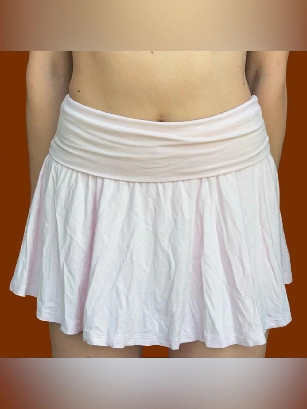 wild fable Light Pink Circle Skirt with Folded Waistband